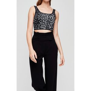 Babaton by Aritzia White & Black Leopard Print Sculpt Knit Tank Size Medium
